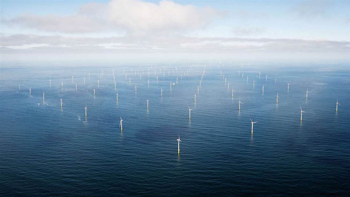Wind turbines at Ã˜rsted's Hornsea offshore project