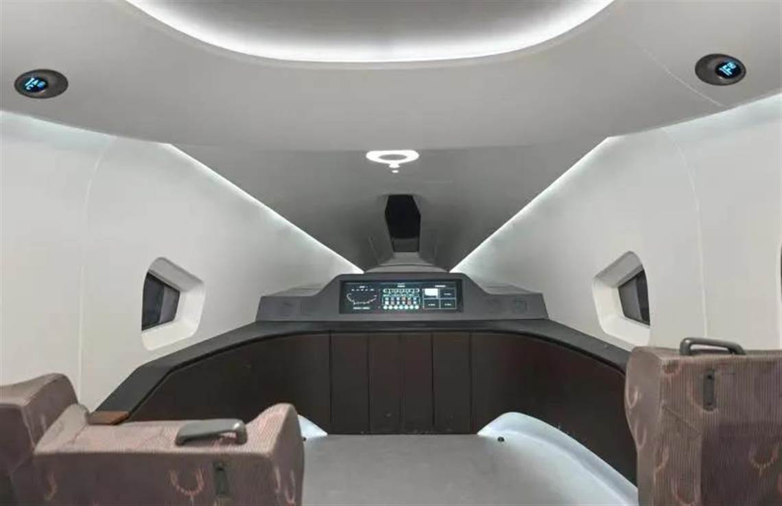 Inside the HTS maglev prototype. Â©Soutwest Jiaontong University