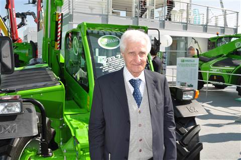 Amilcare Merlo, president of Merlo, launching a new series of telehandlers at Intermat, Paris
